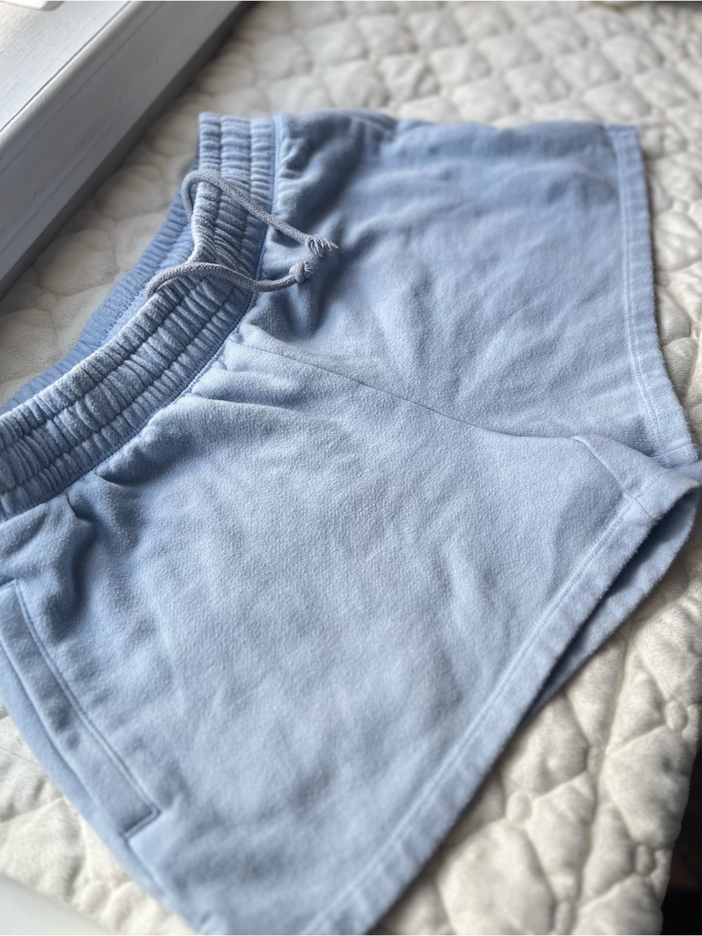 Aeropostale Pale sky Blue Ribbed Waistband Drawstring Shorts lounge fleece xxs
